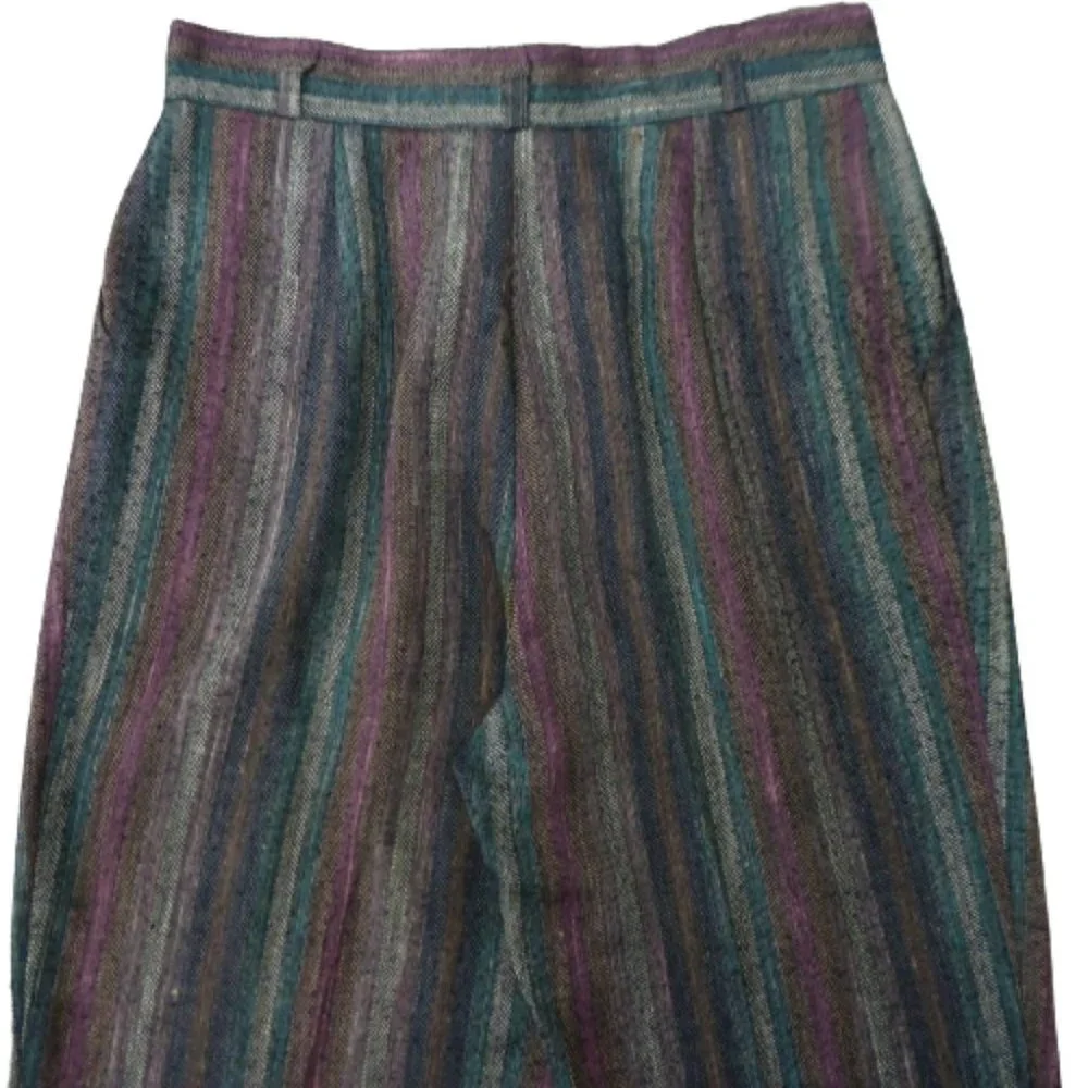 30x27 Vintage Happy Legs Rainbow Herringbone Trouser Pants High Waist Pockets L